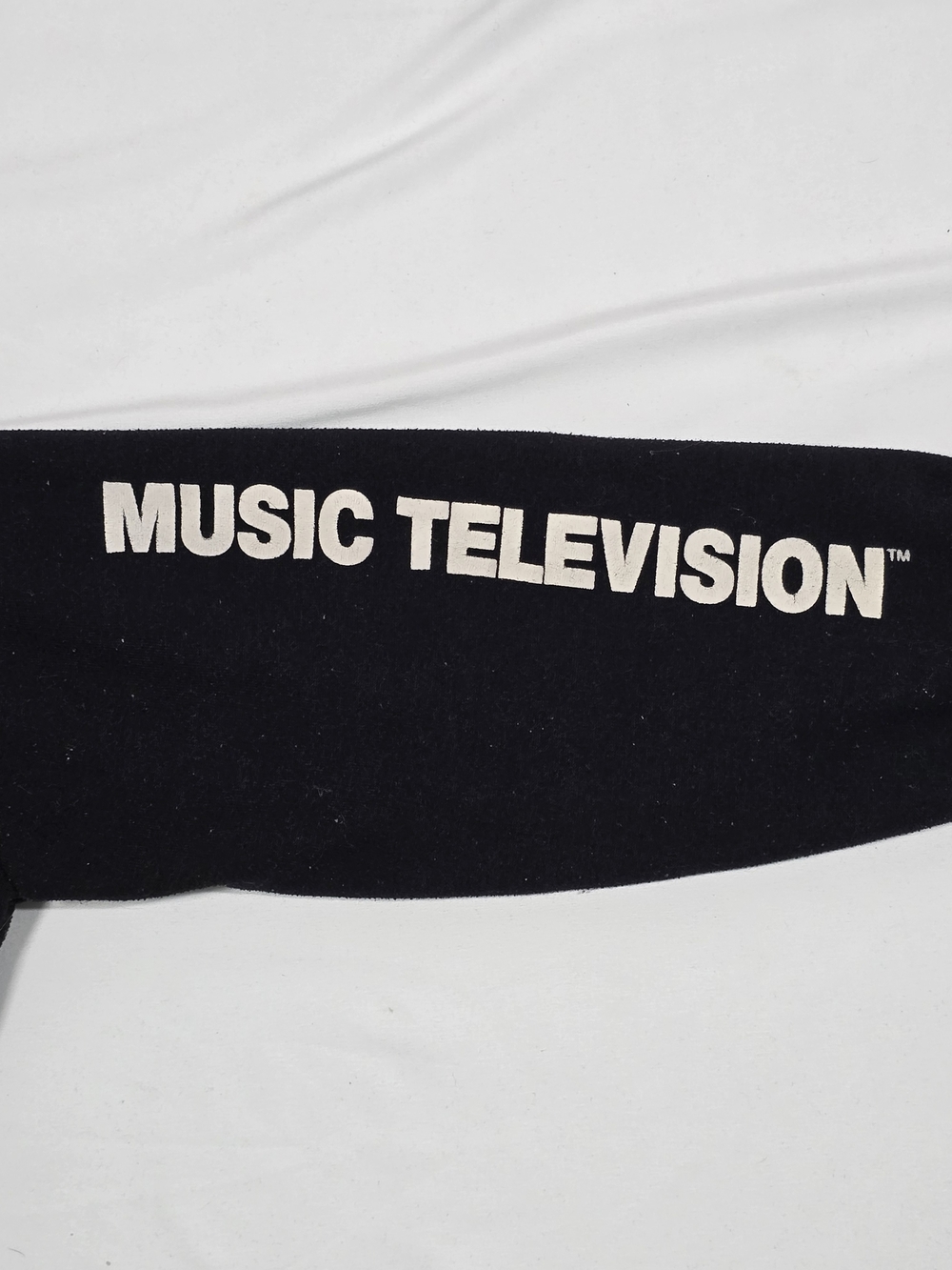 MTV Retro Logo Cropped Black Hoodie Sweatshirt Size S - Picture 6 of 7